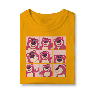 Nome do produto Camiseta: Urso Lotso: Mood Board Rosa Choque