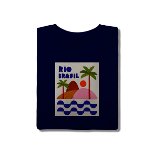 Nome do produto Camiseta Rio Brasil – Arte Tropical em Algodão Premium