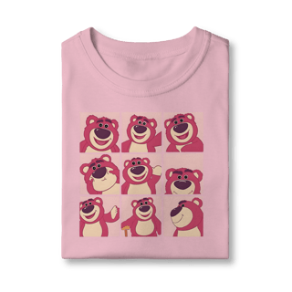Nome do produto Camiseta: Urso Lotso: Mood Board Rosa Choque