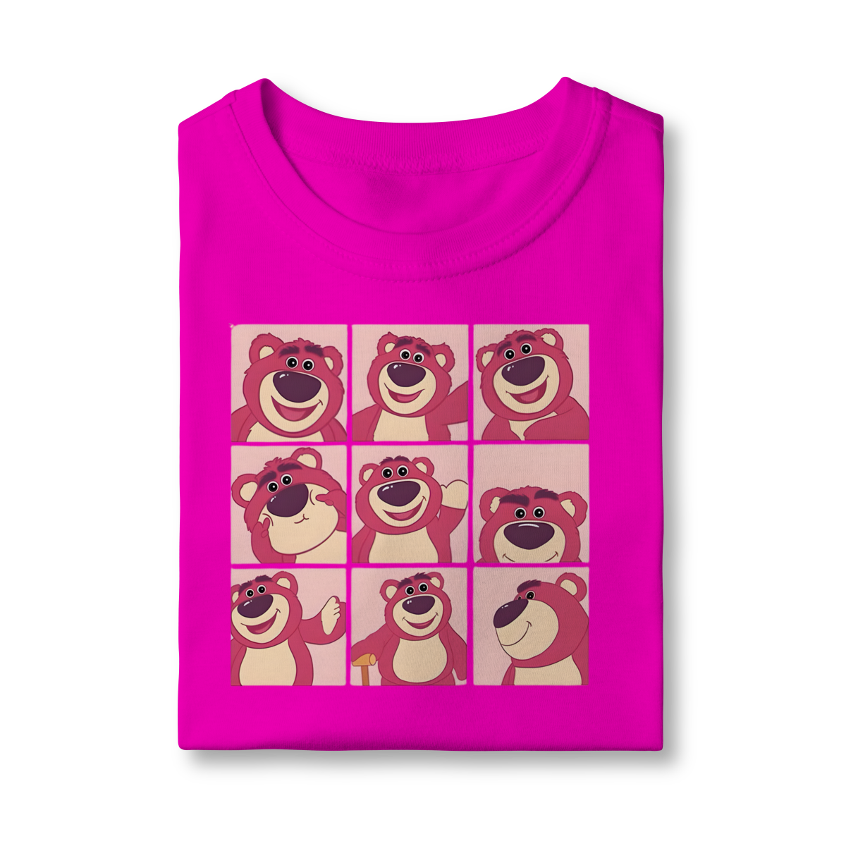 Nome do produto: Camiseta: Urso Lotso: Mood Board Rosa Choque