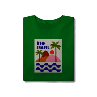 Nome do produto Camiseta Rio Brasil – Arte Tropical em Algodão Premium