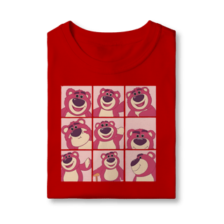 Nome do produto Camiseta: Urso Lotso: Mood Board Rosa Choque