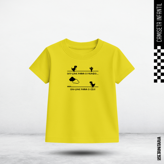 Camiseta Infantil (10-14) Offline para o mundo, Online para o Céu