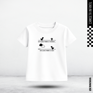 Nome do produtoCamiseta Infantil (2-8) Offline para o mundo, Online para o Céu
