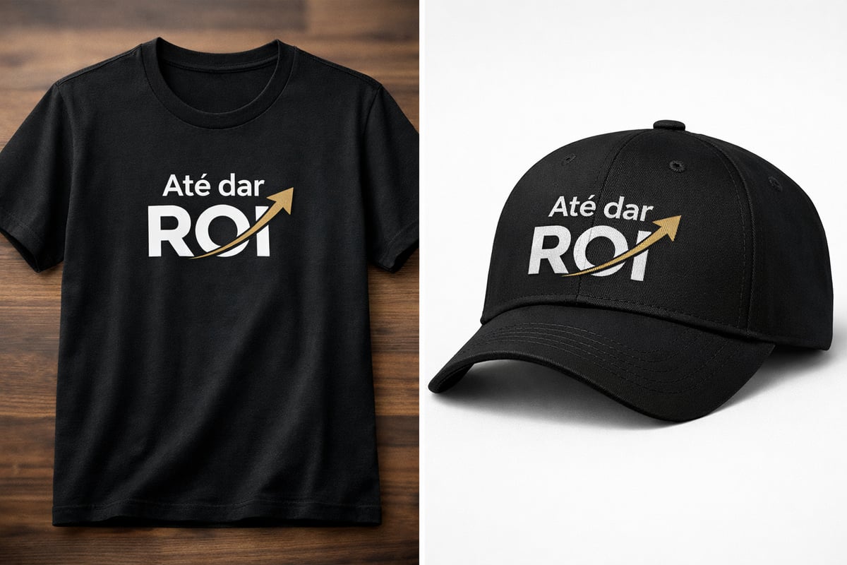 Nome do produto: Kit Camiseta e Boné Pretos Até Dar ROI