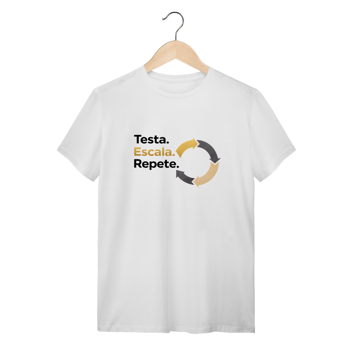 Nome do produto: Camiseta Branca Testa | Escala | Repete