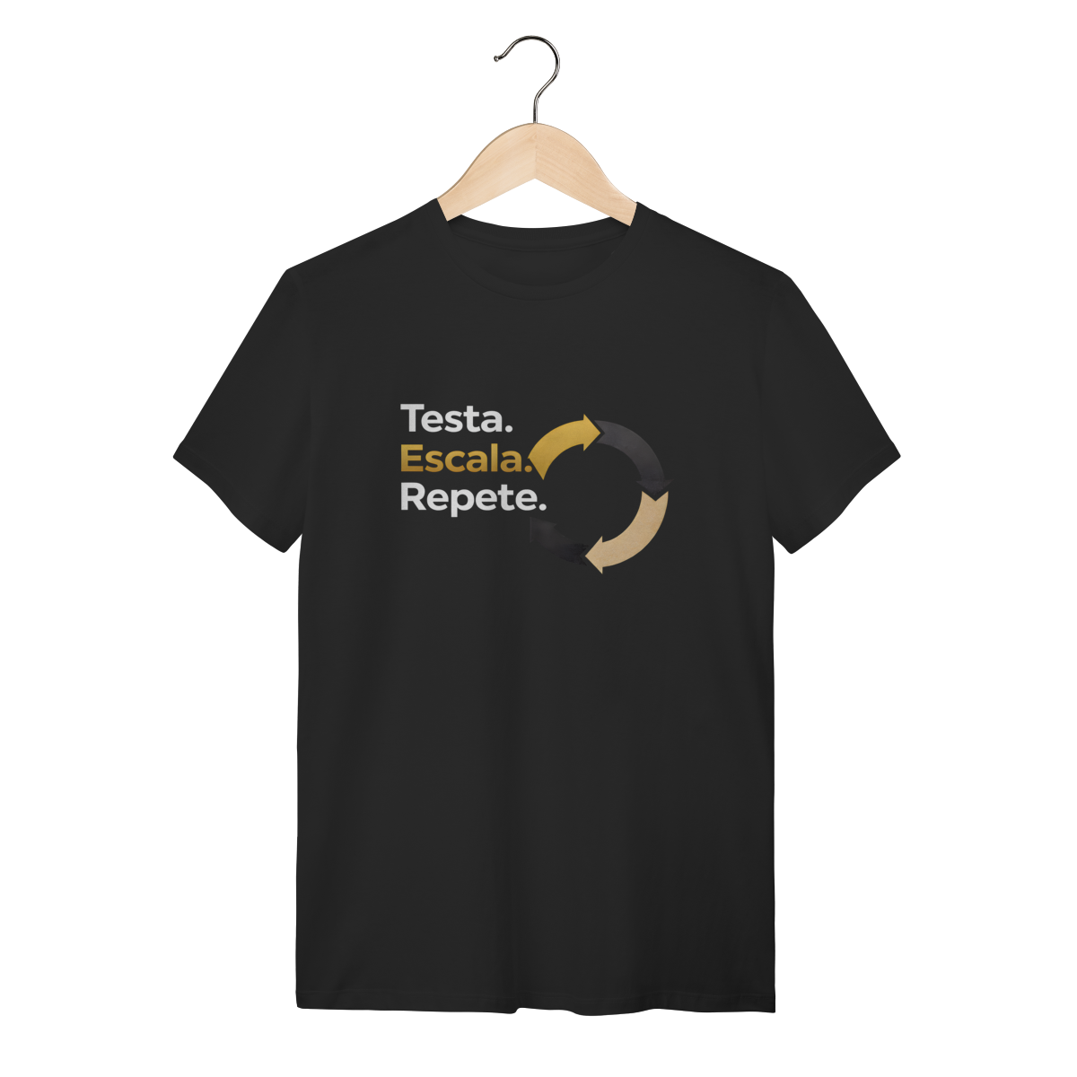 Nome do produto: Camiseta Preta Testa | Escala | Repete