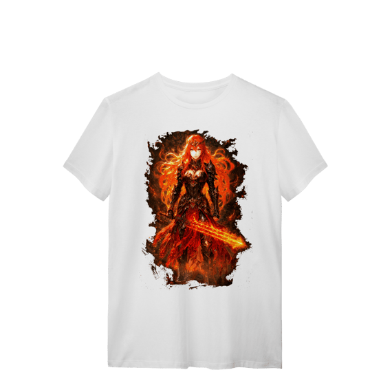 Camiseta Agni – A Guerreira Escarlate | O Legado do Fogo