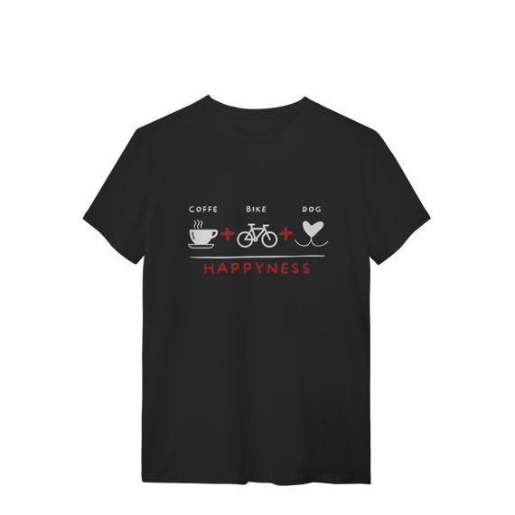 T-Shirt Quality - Coffee + Bike + Dog = Hapyness