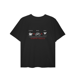 Nome do produto T-Shirt Plus Size - Coffee + Bike + Dog = Hapyness