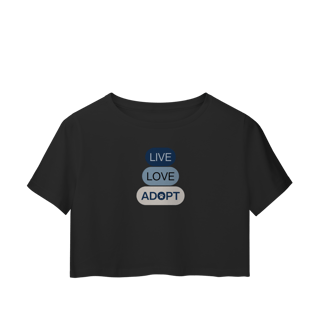 Nome do produto Cropped - Live, Love, Adopt Blue