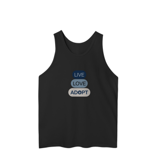 Nome do produto Regata Masculina Quality - Live, Love, Adopt Blue