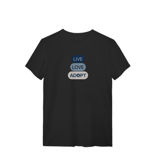 Nome do produto T-Shirt Quality - Live, Love, Adopt Blue