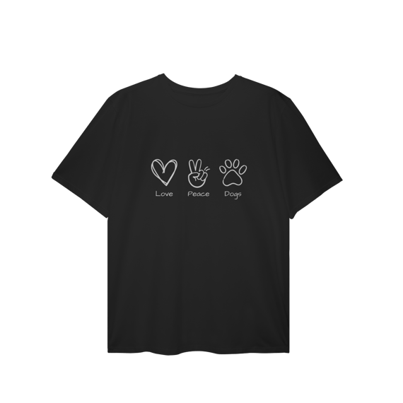 T-Shirt Plus Size - Love, Peace, Dogs