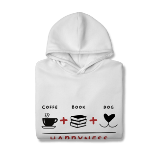 Nome do produto Moletom Prime Canguru - Coffee + Book + Dog = Happyness