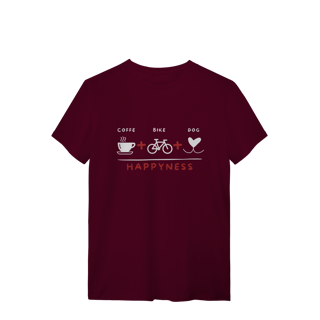 Nome do produto T-Shirt Quality - Coffee + Bike + Dog = Hapyness
