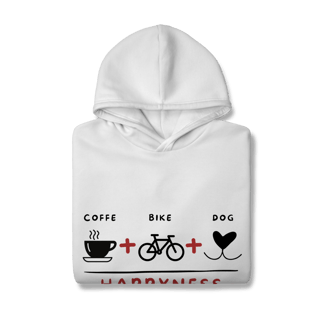 Nome do produto Moletom Prime Canguru - Coffee + Bike + Dog = Happyness