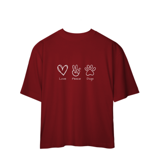 Nome do produto Camiseta Oversized - Love, Peace, Dogs