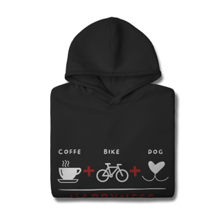 Nome do produto Moletom Prime Canguru - Coffee + Bike + Dog = Happyness