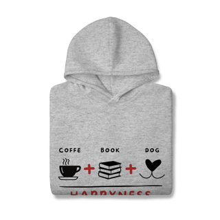 Nome do produto Moletom Prime Canguru - Coffee + Book + Dog = Happyness