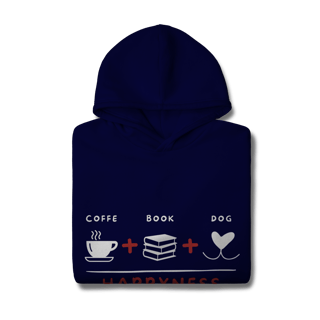 Nome do produto Moletom Prime Canguru - Coffee + Book + Dog = Happyness