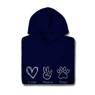 Nome do produto Moletom Prime Canguru - Love, Peace, Dogs