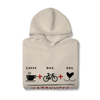 Nome do produto Moletom Prime Canguru - Coffee + Bike + Dog = Happyness