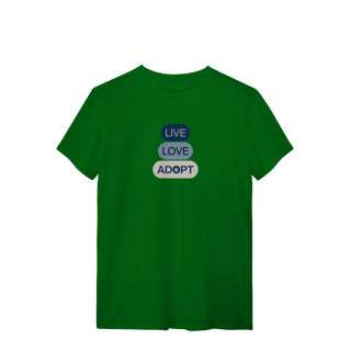 Nome do produto T-Shirt Quality - Live, Love, Adopt Blue