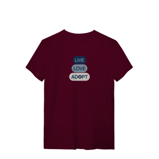 Nome do produto T-Shirt Quality - Live, Love, Adopt Blue