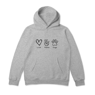 Nome do produto Moletom Prime Canguru - Love, Peace, Dogs