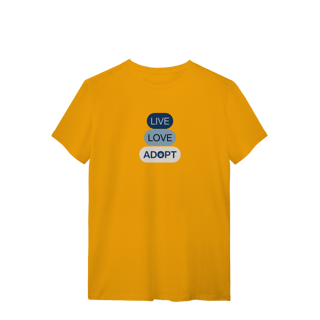 Nome do produto T-Shirt Quality - Live, Love, Adopt Blue