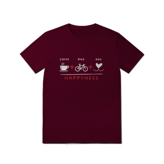 Nome do produto T-Shirt Quality - Coffee + Bike + Dog = Hapyness