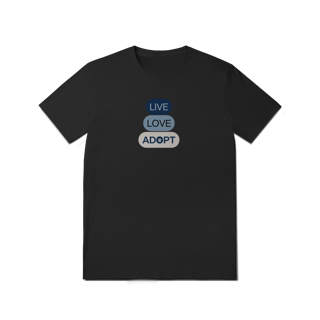 Nome do produto T-Shirt Quality - Live, Love, Adopt Blue