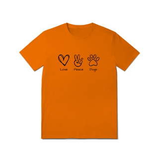Nome do produto T-Shirt Quality - Love, Peace, Dogs