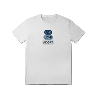 Nome do produto T-Shirt Quality - Live, Love, Adopt Blue