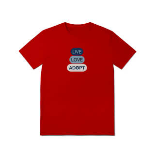 Nome do produto T-Shirt Quality - Live, Love, Adopt Blue
