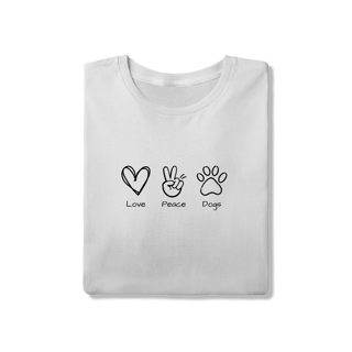 Nome do produto T-Shirt Quality - Love, Peace, Dogs