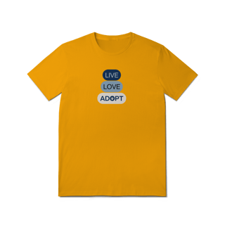 Nome do produto T-Shirt Quality - Live, Love, Adopt Blue