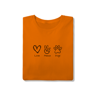 Nome do produto T-Shirt Quality - Love, Peace, Dogs