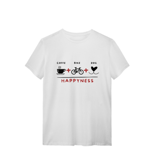 Nome do produto T-Shirt Quality - Coffee + Bike + Dog = Hapyness