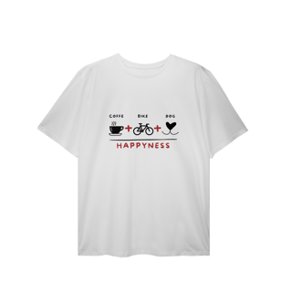 T-Shirt Plus Size - Coffee + Bike + Dog = Hapyness