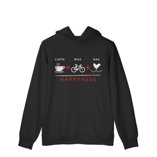Nome do produto Moletom Prime Canguru - Coffee + Bike + Dog = Happyness