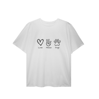 T-Shirt Plus Size - Love, Peace, Dogs