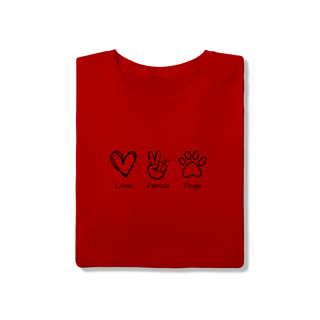 Nome do produto T-Shirt Quality - Love, Peace, Dogs