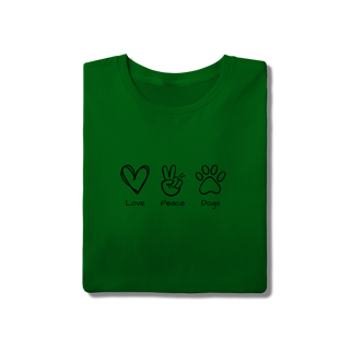 Nome do produto T-Shirt Quality - Love, Peace, Dogs