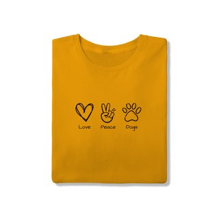 Nome do produto T-Shirt Quality - Love, Peace, Dogs