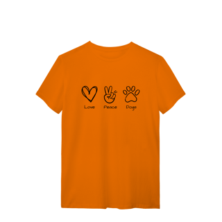 Nome do produto T-Shirt Quality - Love, Peace, Dogs
