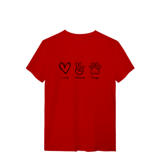 Nome do produto T-Shirt Quality - Love, Peace, Dogs