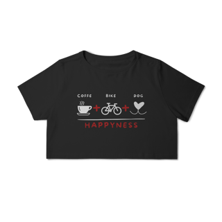 Nome do produto Cropped - Coffee + Bike + Dog = Hapyness