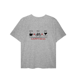 Nome do produto T-Shirt Plus Size - Coffee + Bike + Dog = Hapyness